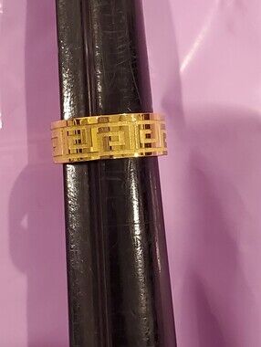 Gold-Tone Greek Key Pattern Band Ring